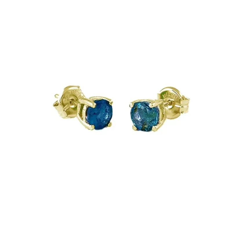 Pendientes Oro Amarillo 18k modelo Garritas Color (2 Zafiros 3mm. 0,32cts.) Medida: 3mm.
