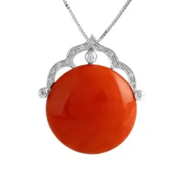 Colgante Oro Blanco 18k modelo Coral (diamantes 1,00mm. 0,40 cts.) (1 coral 28mm.)