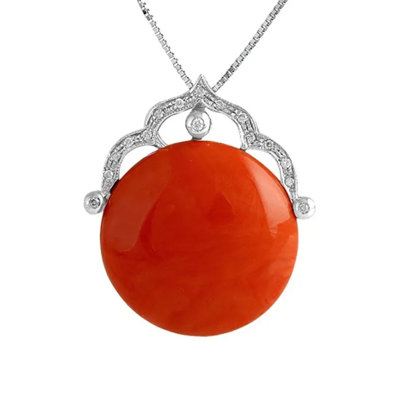 Colgante Oro Blanco 18k modelo Coral (diamantes 1,00mm. 0,40 cts.) (1 coral 28mm.)