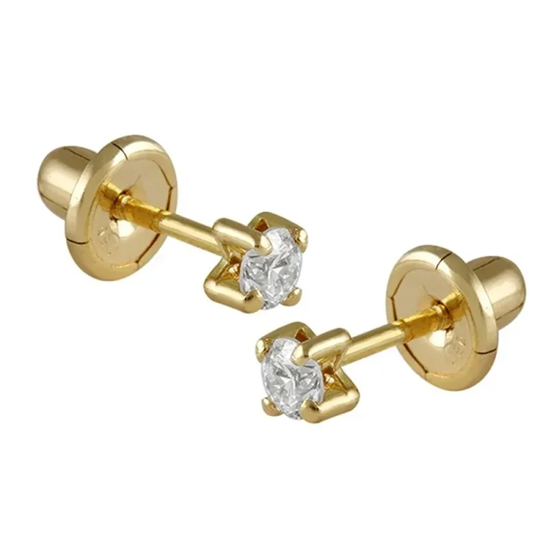 Pendientes Oro Amarillo 18k modelo Garritas (2 Diamantes 2mm. 0,08cts.) Tuerca automática reforzada.