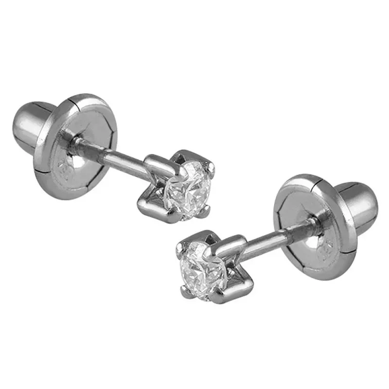 Pendientes Oro Blanco 18k modelo Garritas (2 Diamantes 2,50mm. 0,12cts.)