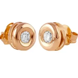 Pendientes Oro Rosa 18k modelo Tu Diamante (2 Diamantes 3,25mm. 0,28cts.) Medida: 6,90mm. Presión.