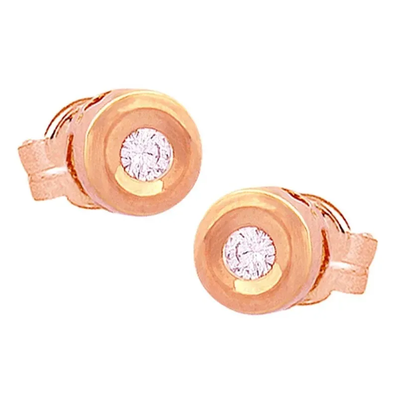 Pendientes Oro Rosa 18k modelo Tu Diamante (2 diamantes 2,30mm 0,10 cts.) Medida: 5,40mm. Presión