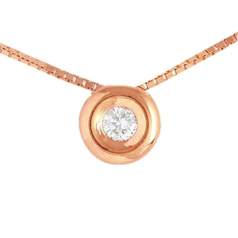 Colgante Oro Rosa 18k modelo Tu Diamante (1 Diamante 3,25mm 0,14cts) Colgante: 6,90mm. Cadena: 43cm.
