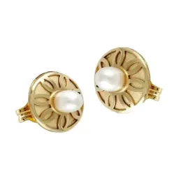 Pendientes Oro Amarillo 18k modelo Comunión (2 Perlas Cultivadas 3mm.) Medida: 9mm.
