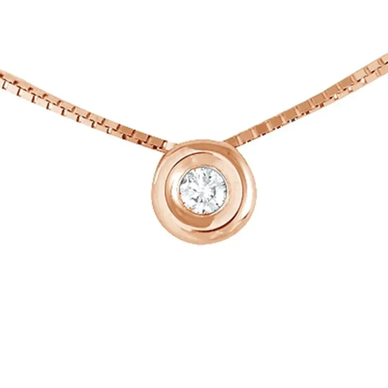 Colgante con cadena Oro Rosa 18k modelo Tu Diamante (1 Diamante 2,30mm. 0,05cts.) Colgante: 5,35mm.)