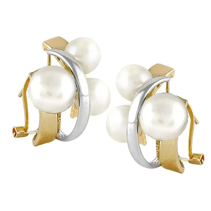 Pendientes Oro Amarillo y Blanco 18k modelo Sofía (4 perlas cultivadas boton 6-6,5mm. 2 de 7-7,5mm.)