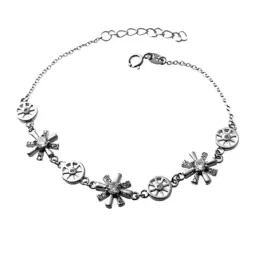 Pulsera plata Ley 925m rodiada 16.5cm. motivos circonitas cierre reasa