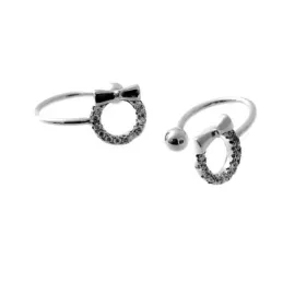 Pendientes plata Ley 925m trepador rodiado motivo círculo cerco circonitas lacito liso