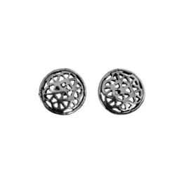 Pendientes plata Ley 925m oxidados 9mm. dibujos calados redondos cierre presión