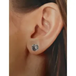 Pendientes plata Ley 925m oxidados 9mm. dibujos calados redondos cierre presión
