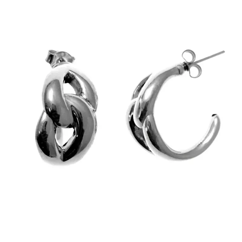 Pendientes plata Ley 925m electroforming forma oval entrelazados mujer cierre presión
