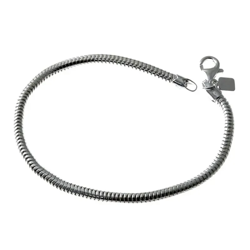 Pulsera plata Ley 925m modelo cola de topo 19.5cm. lisa cierre mosquetón