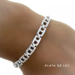Pulsera plata Ley 925m cadena 19cm. modelo eslabón ancla cierre mosquetón