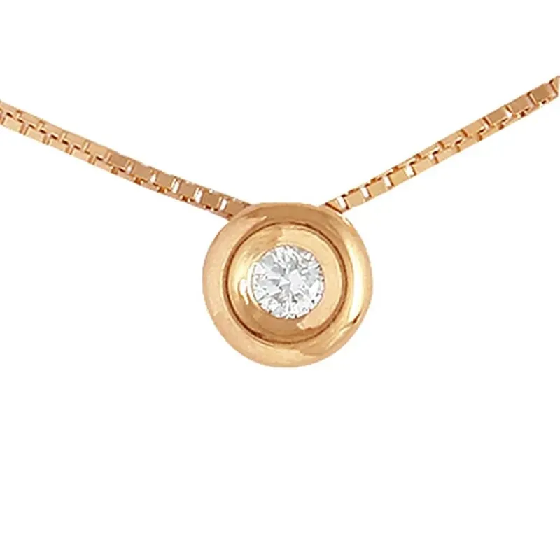 Colgante con cadena Oro Rosa 18k modelo Tu Diamante (1 Diamante de 2,6mm. 0,07cts.) Colgante: 5,35mm