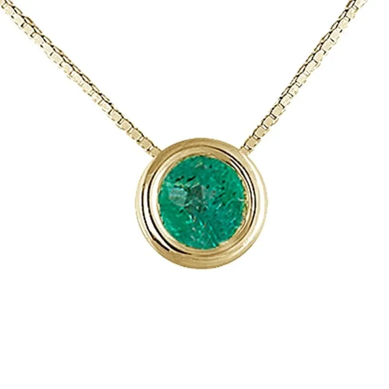 Colgante con cadena Oro Amarillo 18k modelo Atenas (1 Esmeralda recristalizada 5mm. 44cts.)