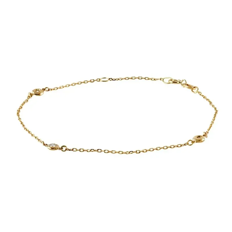 Pulsera Oro Amarillo 18k modelo Bracelets (3 diamantes brillantes 2,00mm. 0,13 cts.) Medida:18cm.