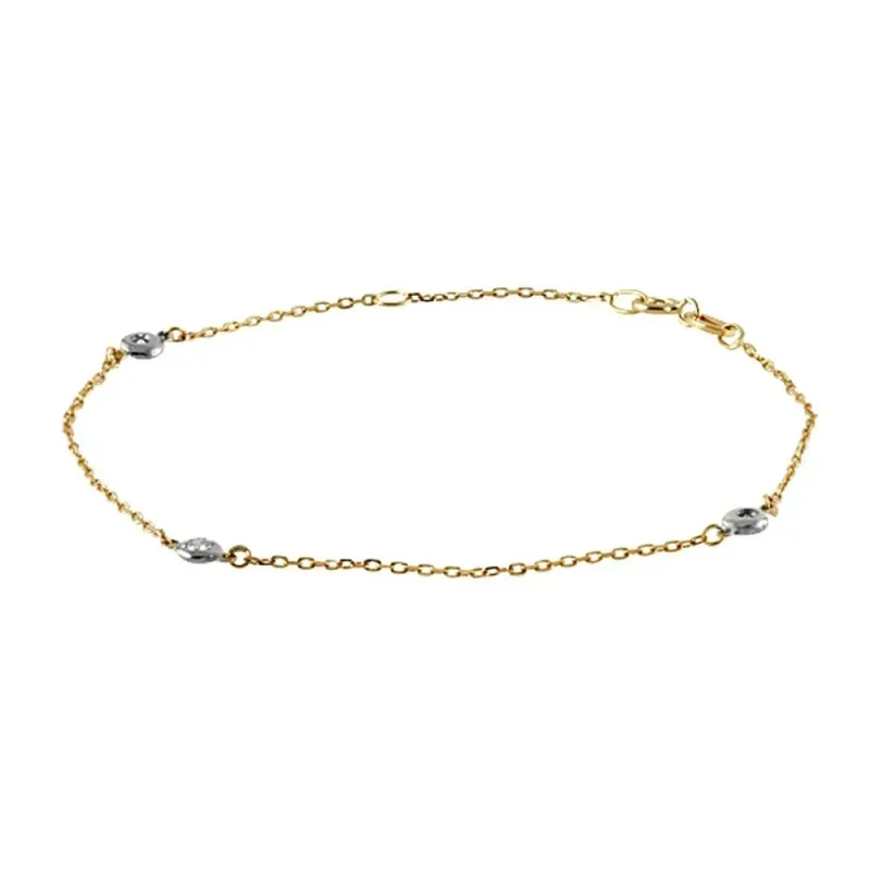Pulsera Oro Amarillo y Blanco 18k modelo Bracelets (3 diamantes 2,10mm. 0,13 cts.) Medida:18cm.