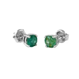 Pendientes Oro Blanco 18k modelo Garritas Color (2 Esmeraldas 5mm. 0,95cts.) Medida: 5mm.
