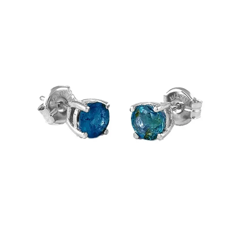 Pendientes Oro Blanco 18k modelo Garritas Color (2 Zafiros 5mm. 1,25cts.) Medida: 5mm.