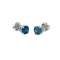 Pendientes Oro Blanco 18k modelo Garritas Color (2 Zafiros 4mm. 0,71cts.) Medida: 4mm.