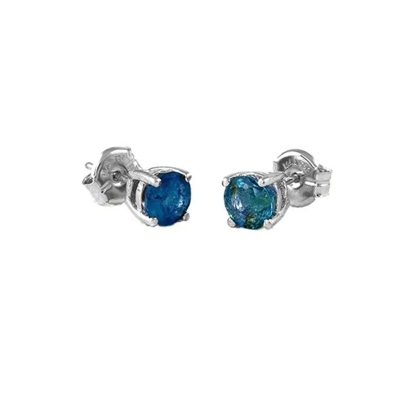 Pendientes Oro Blanco 18k modelo Garritas Color (2 Zafiros 4mm. 0,71cts.) Medida: 4mm.