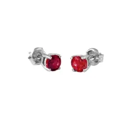 Pendientes Oro Blanco 18k modelo Garritas Color (2 Rubíes 3mm. 0,35cts.) Medida: 3mm.
