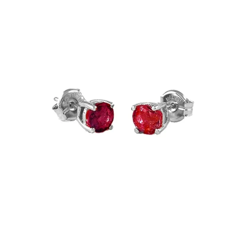 Pendientes Oro Blanco 18k modelo Garritas Color (2 Rubíes 3mm. 0,35cts.) Medida: 3mm.