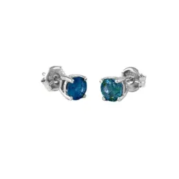 Pendientes Oro Blanco 18k modelo Garritas Color (2 Zafiros 3mm. 0,32cts.) Medida: 3mm.
