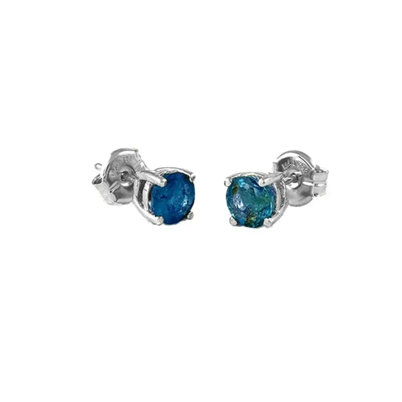 Pendientes Oro Blanco 18k modelo Garritas Color (2 Zafiros 3mm. 0,32cts.) Medida: 3mm.