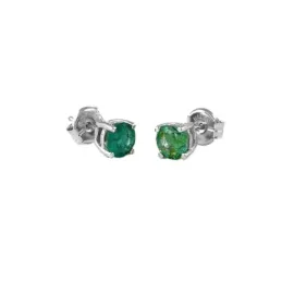 Pendientes Oro Blanco 18k modelo Garritas Color (2 Esmeraldas 3mm. 0,25cts.) Medida: 3mm.