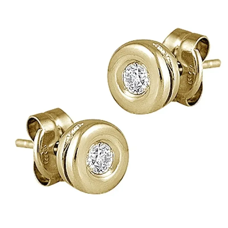 Pendientes Oro Amarillo 18k modelo Atenas (2 Diamantes 2,50mm.) (0,14cts.) Medida: 7,15mm.