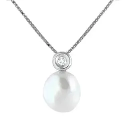 Collar Oro Blanco 18k modelo Tu Diamante (1 diamante de 2mm. 0,04 cts.) (1 perla barroca 11x13mm.)