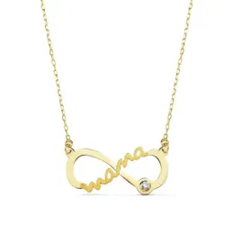 Colgante gargantilla oro 9k infinito 21mm. MAMÁ circonita mujer