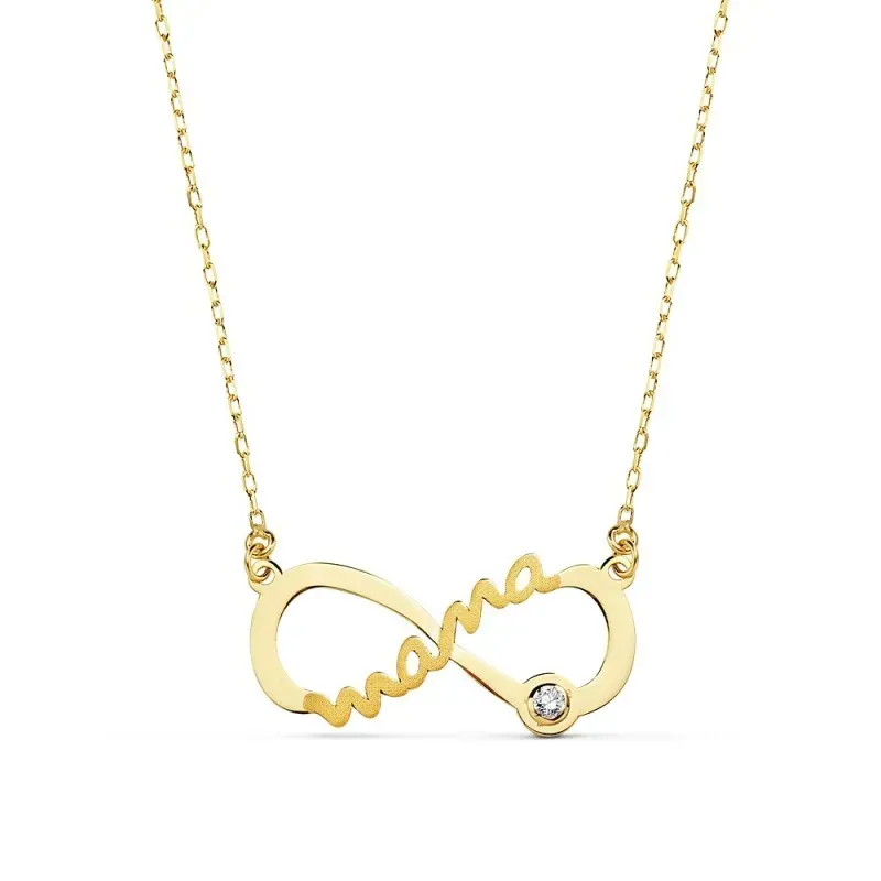 Colgante gargantilla oro 9k infinito 21mm. MAMÁ circonita mujer