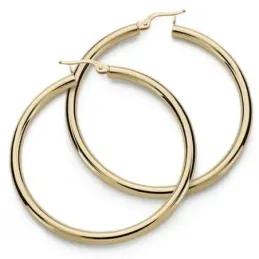 Pendientes oro 18k aros 46mm. huecos lisos mujer