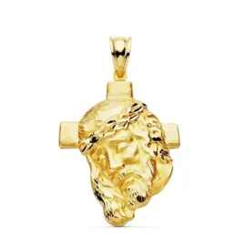 Cabeza rostro Cristo oro 18k cruz 35mm. unisex