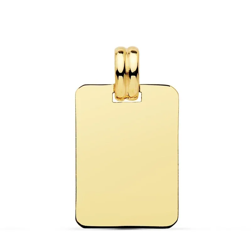 Colgante oro 18k chapa rectangular 28mm. lisa unisex