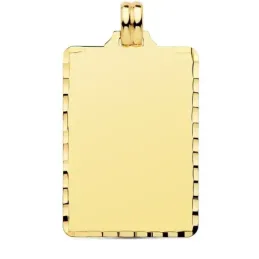 Colgante oro 18k chapa rectangular 36mm. tallada unisex