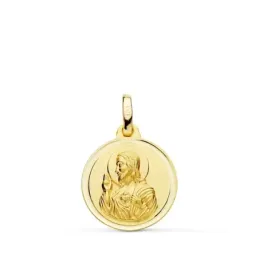 Medalla oro 18k colgante 16mm. Corazón de Jesús bisel unisex