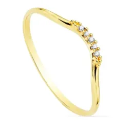 Sortija oro 18k curva redonda 1mm. diamantes brillantes 0.025ct. mujer