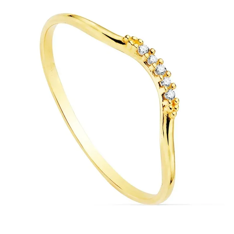 Sortija oro 18k curva redonda 1mm. diamantes brillantes 0.025ct. mujer