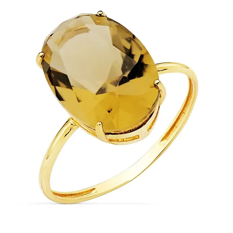 Sortija oro 18k piedra color fumé 14x10mm. mujer