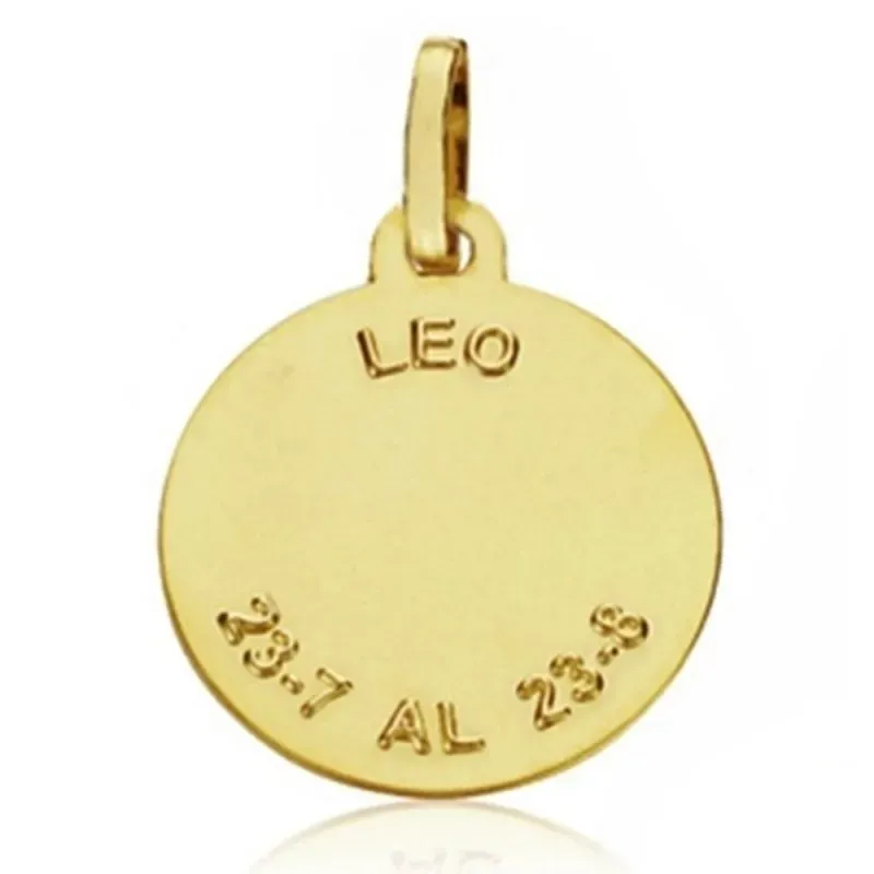 Medalla oro 18k horóscopo signo Leo 20mm. cerco tallado signo zodiaco
