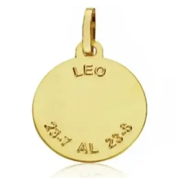 Medalla oro 18k horóscopo signo Leo 20mm. cerco tallado signo zodiaco