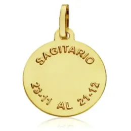 Medalla oro 18k horóscopo signo Sagitario 20mm. cerco tallado signo zodiaco