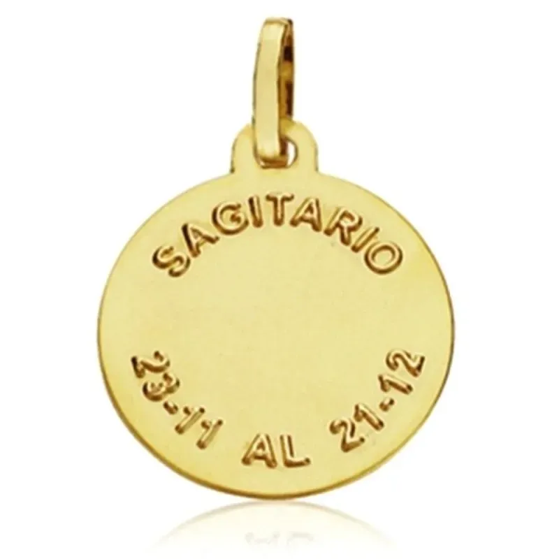 Medalla oro 18k horóscopo signo Sagitario 20mm. cerco tallado signo zodiaco