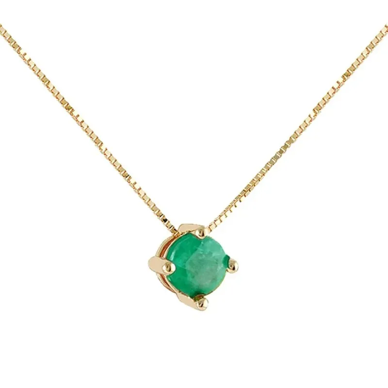 Colgante con cadena Oro Amarillo 18k modelo Garritas Color (1 Esmeralda 5mm.) Colgante: 5mm.