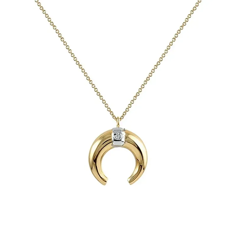 Collar Oro Amarillo y Blanco 18k modelo Circles (1 diamante 0,90mm. 0,008 cts.) Colgante:14mm.
