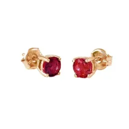 Pendientes Oro Rosa 18k modelo Garritas Color (2 rubies 5mm. 1,16cts.) Medida: 5mm.